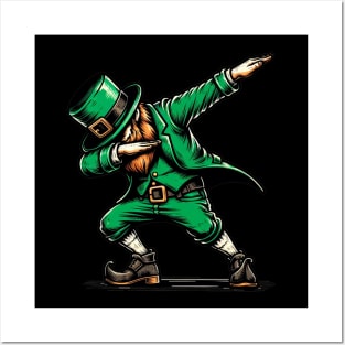 St Patricks Day Dabbing Leprechaun Boys Girls Men Dab Dance Posters and Art